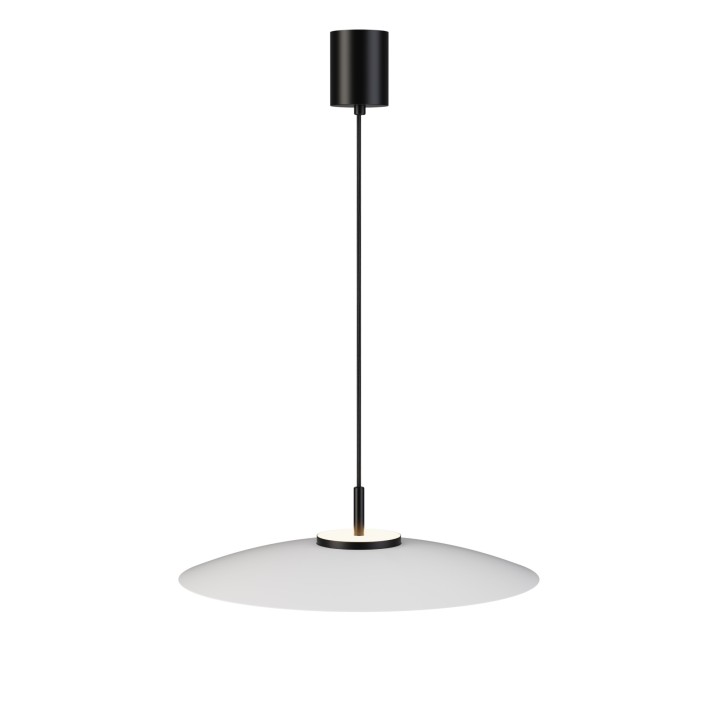 Lámpara de techo VALENTINA.Metal plano blanco y módulo negro.LED 18W