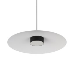 Lámpara de techo VALENTINA.Metal plano blanco y módulo negro.LED 18W