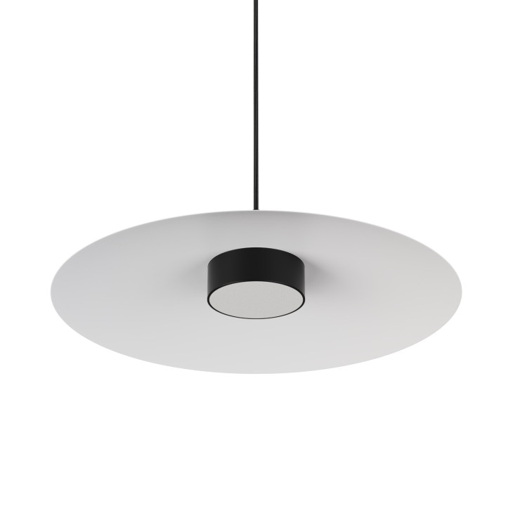 Lámpara de techo VALENTINA.Metal plano blanco y módulo negro.LED 18W