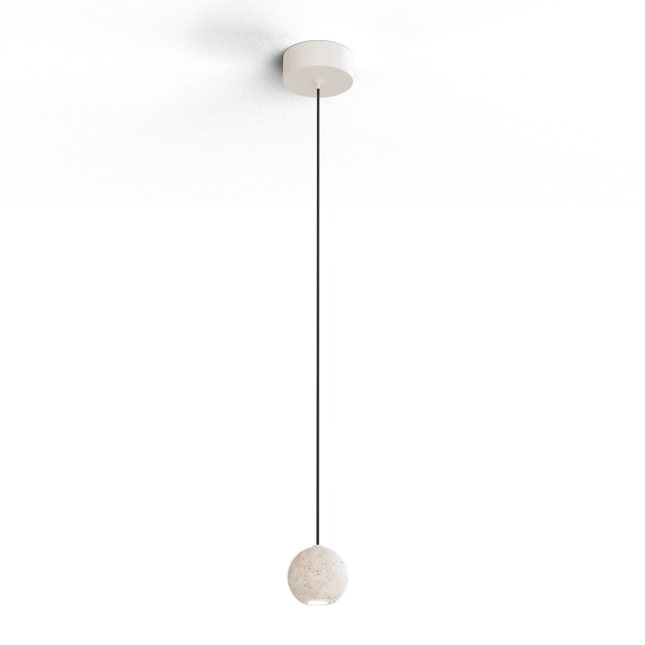 Lámpara de techo VITA.Bola travertino beige.5W 2700k.7x7x6.2cm |Sulion