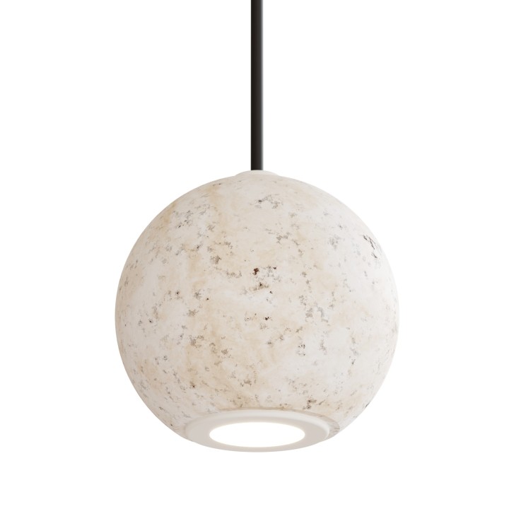 Lámpara de techo VITA.Bola travertino beige.5W 2700k.7x7x6.2cm |Sulion