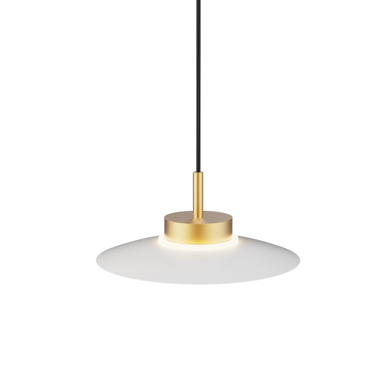 Lámpara de techo CARMEN. Metal plano S blanco y módulo latón . LED 9W