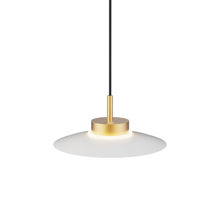 Lámpara de techo CARMEN. Metal plano S blanco y módulo latón . LED 9W