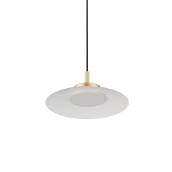 Lámpara de techo CARMEN. Metal plano S blanco y módulo latón . LED 9W