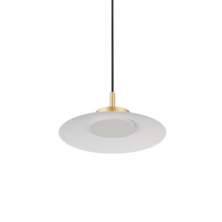 Lámpara de techo CARMEN. Metal plano S blanco y módulo latón . LED 9W