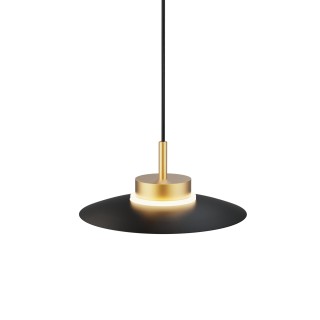 Lámpara de techo CARMEN. Metal plano S negro y módulo latón . LED 9W