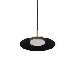 Lámpara de techo CARMEN. Metal plano S negro y módulo latón . LED 9W