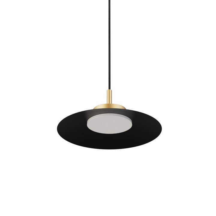 Lámpara de techo CARMEN. Metal plano S negro y módulo latón . LED 9W