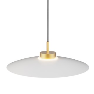 Lámpara de techo CARMEN. Metal plano blanco y módulo latón . LED 9W