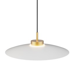 Lámpara de techo CARMEN. Metal plano blanco y módulo latón . LED 9W