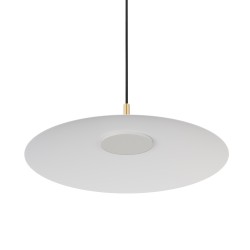 Lámpara de techo CARMEN. Metal plano blanco y módulo latón . LED 9W