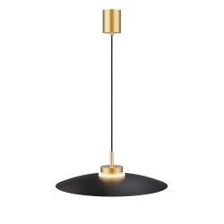 Lámpara de techo CARMEN. Metal plano negro y módulo latón . LED 9W