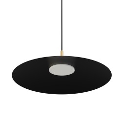 Lámpara de techo CARMEN. Metal plano negro y módulo latón . LED 9W