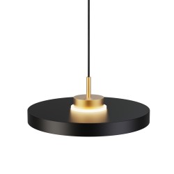 Lámpara de techo CARMEN. Metal acabado negro y módulo latón . LED 9W