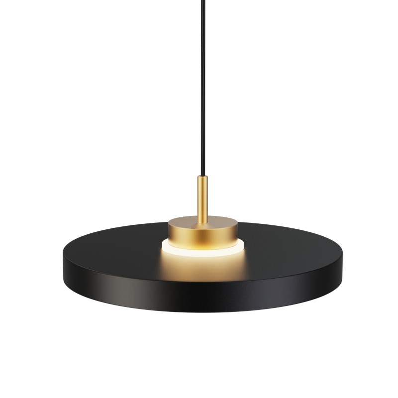 Lámpara de techo CARMEN. Metal acabado negro y módulo latón . LED 9W