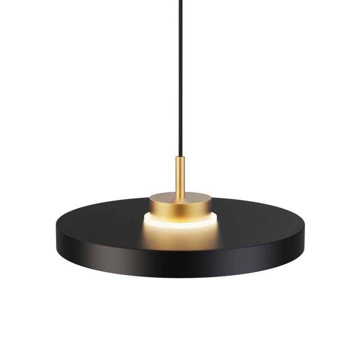 Lámpara de techo CARMEN. Metal acabado negro y módulo latón . LED 9W