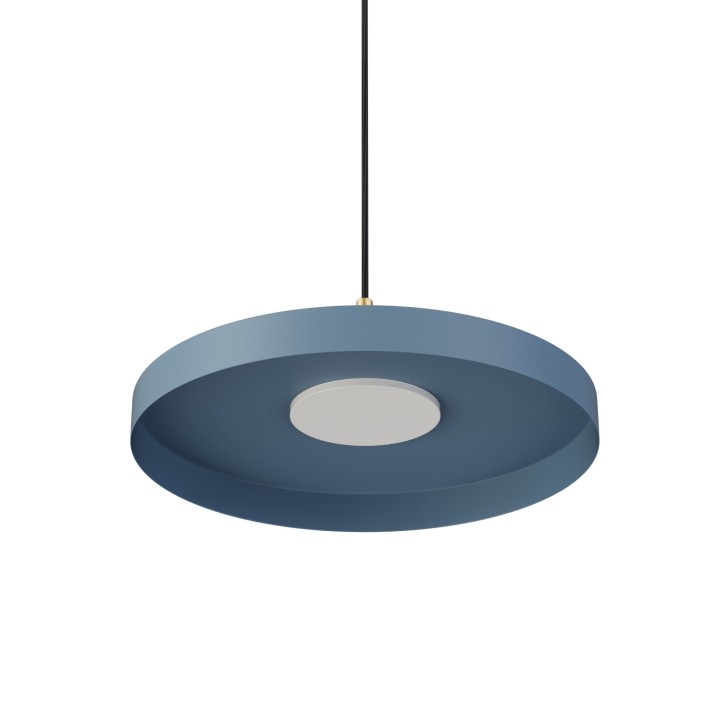 Lámpara de techo CARMEN. Metal acabado azul y módulo latón. LED 9W