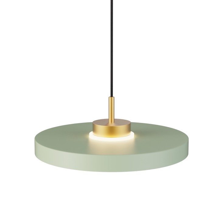 Lámpara de techo CARMEN. Metal acabado verde y módulo latón. LED 9W