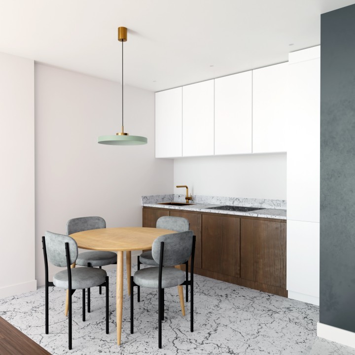 Lámpara de techo CARMEN. Metal acabado verde y módulo latón. LED 9W