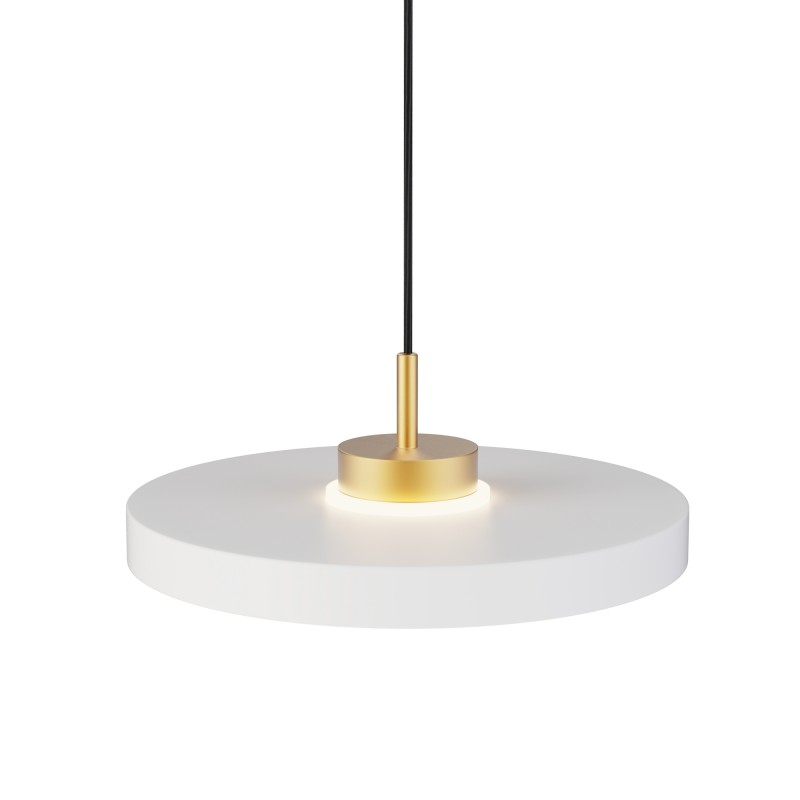 Lámpara de techo CARMEN. Metal acabado blanco y módulo latón. LED 9W