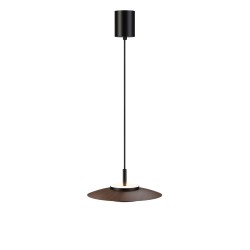 Lámpara de techo VALENTINA.Metal plano S madera y módulo negro.LED 18W