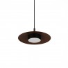 Lámpara de techo VALENTINA.Metal plano S madera y módulo negro.LED 18W