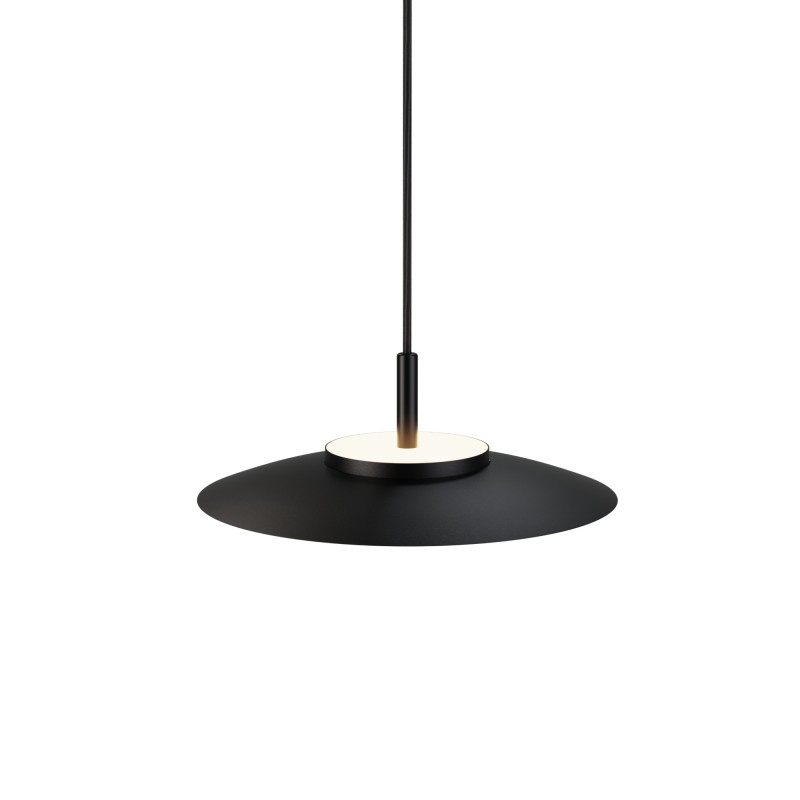 Lámpara de techo VALENTINA.Metal plano S negro y módulo negro. LED 18W