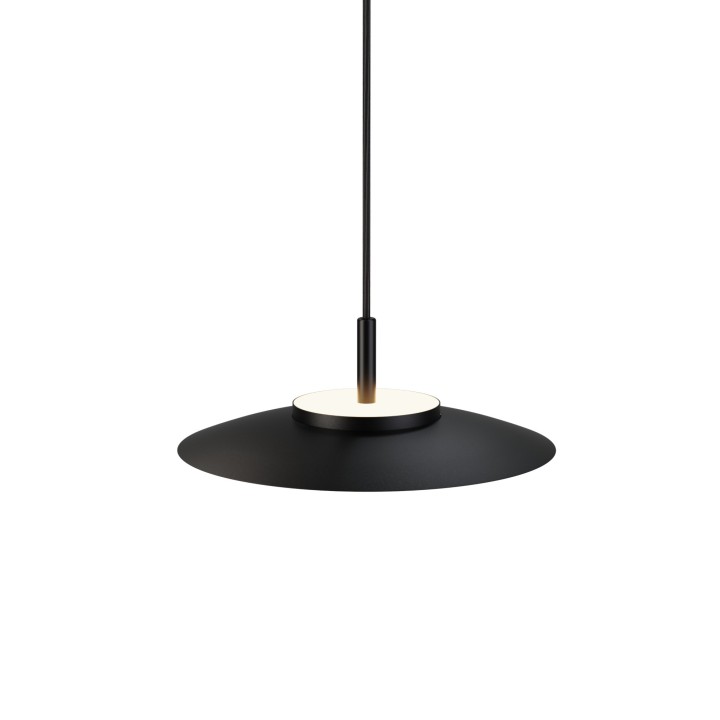 Lámpara de techo VALENTINA.Metal plano S negro y módulo negro. LED 18W