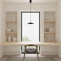 Lámpara de techo VALENTINA.Metal plano S negro y módulo negro. LED 18W