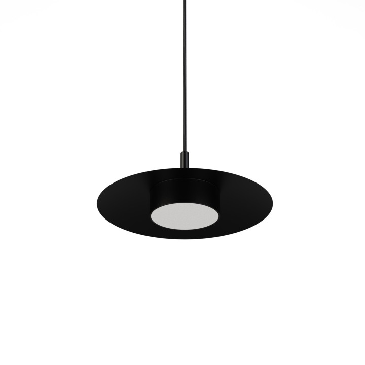 Lámpara de techo VALENTINA.Metal plano S negro y módulo negro. LED 18W