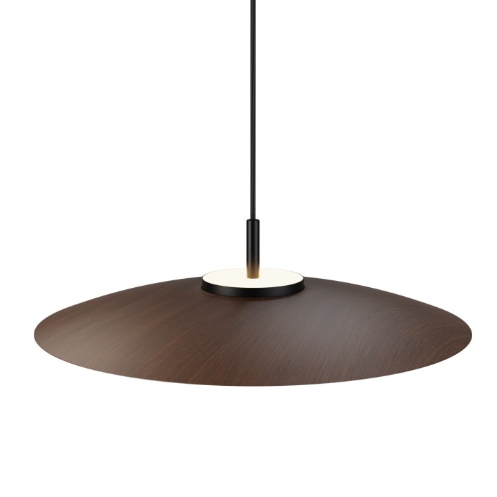 Lámpara de techo VALENTINA.Metal plano madera y módulo negro.LED 18W