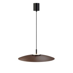 Lámpara de techo VALENTINA.Metal plano madera y módulo negro.LED 18W