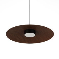 Lámpara de techo VALENTINA.Metal plano madera y módulo negro.LED 18W