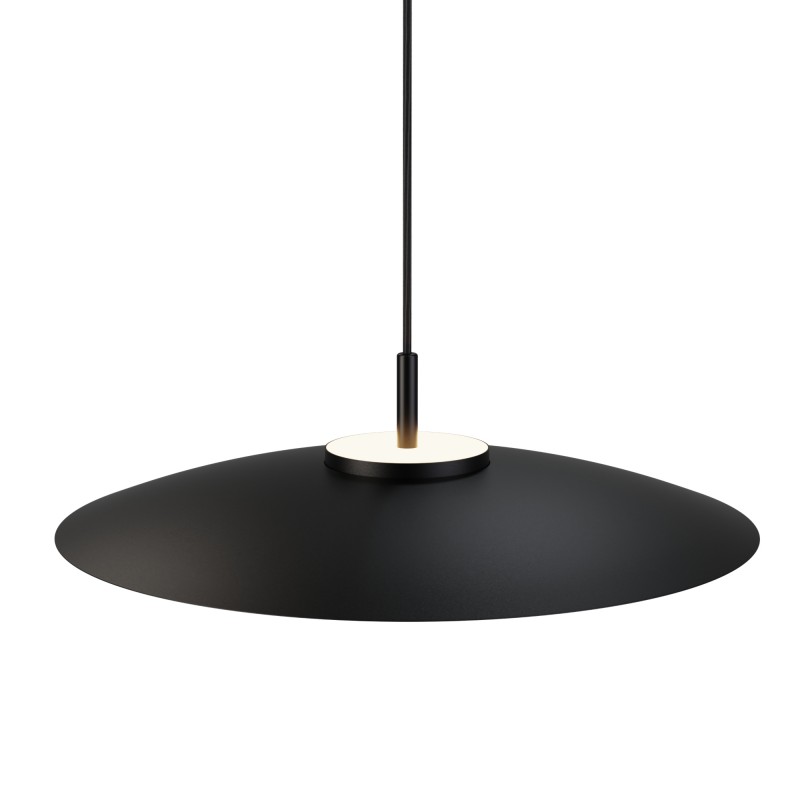 Lámpara de techo VALENTINA.Metal plano negro y módulo negro. LED 18W
