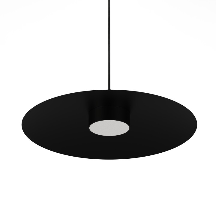 Lámpara de techo VALENTINA.Metal plano negro y módulo negro. LED 18W