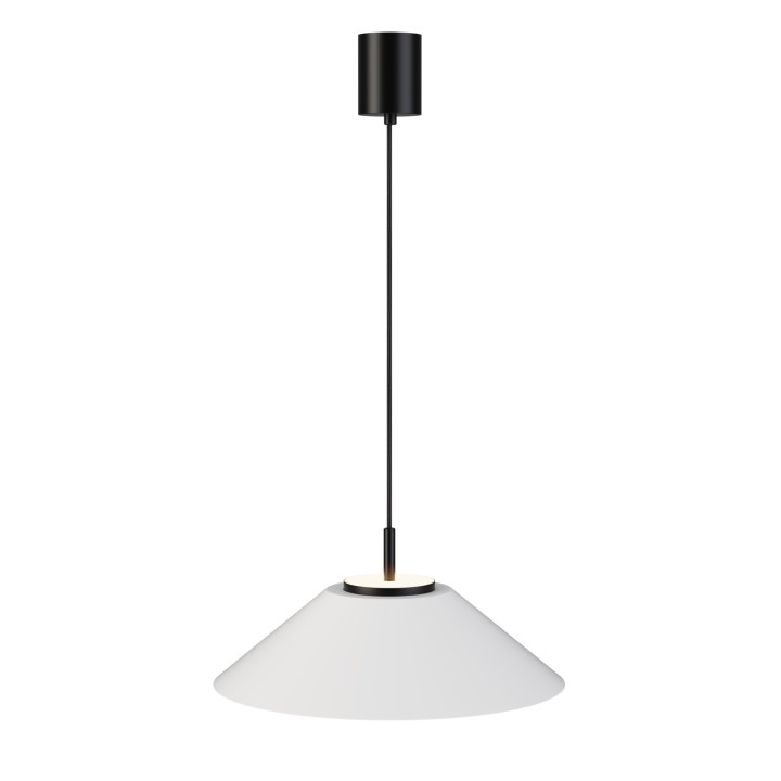 Lámpara de techo VALENTINA.Metal cono blanco y módulo negro.LED 18W