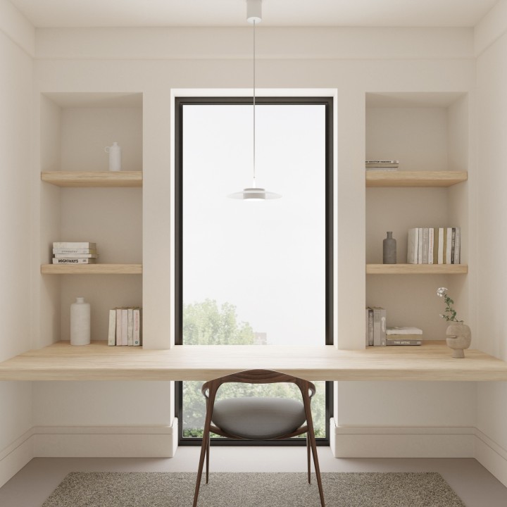 Lámpara de techo VALENTINA.Metal plano S blanco y módulo blanco.LED18W