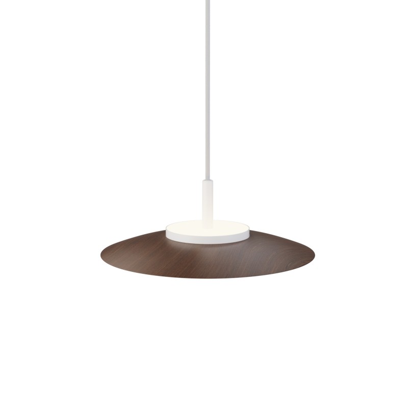 Lámpara de techo VALENTINA.Metal plano S madera y módulo blanco.LED18W