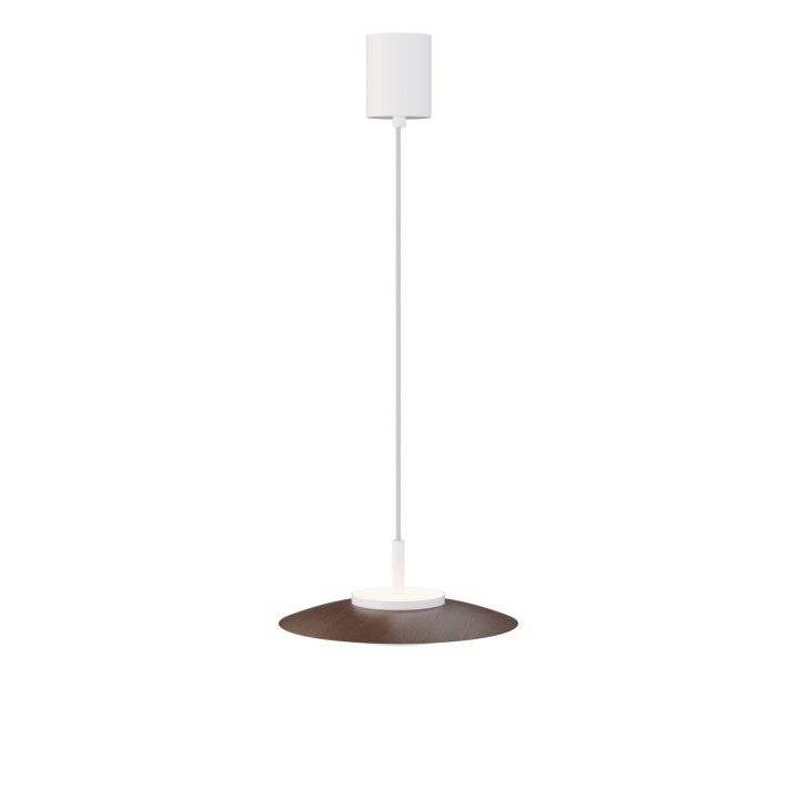 Lámpara de techo VALENTINA.Metal plano S madera y módulo blanco.LED18W