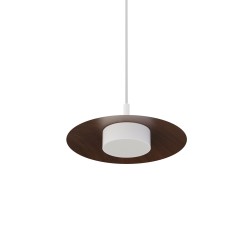 Lámpara de techo VALENTINA.Metal plano S madera y módulo blanco.LED18W
