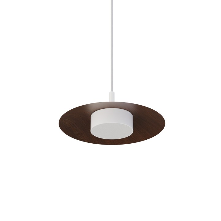 Lámpara de techo VALENTINA.Metal plano S madera y módulo blanco.LED18W