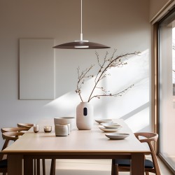 Lámpara de techo VALENTINA.Metal plano madera y módulo blanco.LED18W