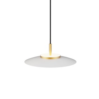 Lámpara de techo VALENTINA.Metal plano S blanco y módulo latón. LED18W