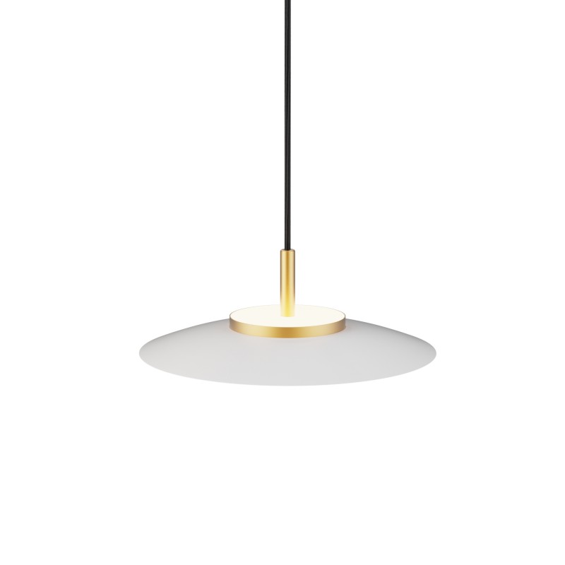 Lámpara de techo VALENTINA.Metal plano S blanco y módulo latón. LED18W