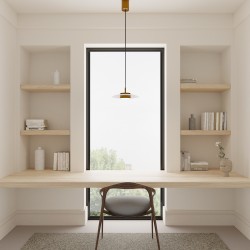 Lámpara de techo VALENTINA.Metal plano S blanco y módulo latón. LED18W