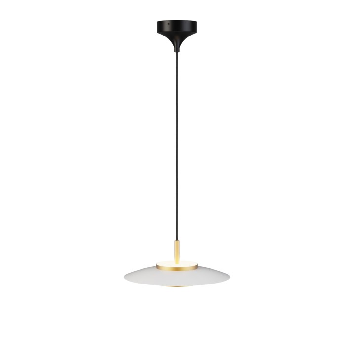 Lámpara de techo VALENTINA.Metal plano S blanco y módulo latón. LED18W