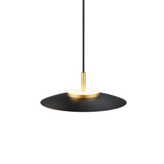 Lámpara de techo VALENTINA.Metal plano S negro y módulo latón. LED 18W