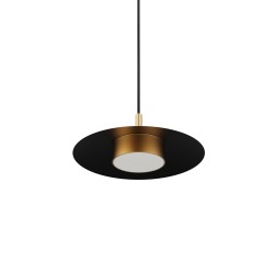 Lámpara de techo VALENTINA.Metal plano S negro y módulo latón. LED 18W
