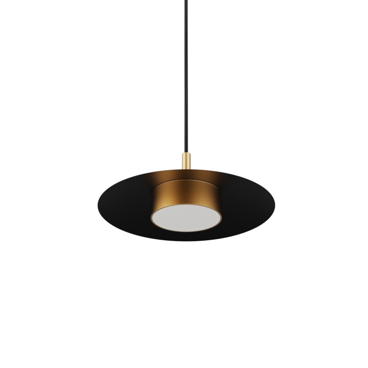 Lámpara de techo VALENTINA.Metal plano S negro y módulo latón. LED 18W