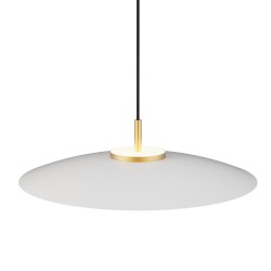 Lámpara de techo VALENTINA.Metal plano blanco y módulo latón.LED 18W